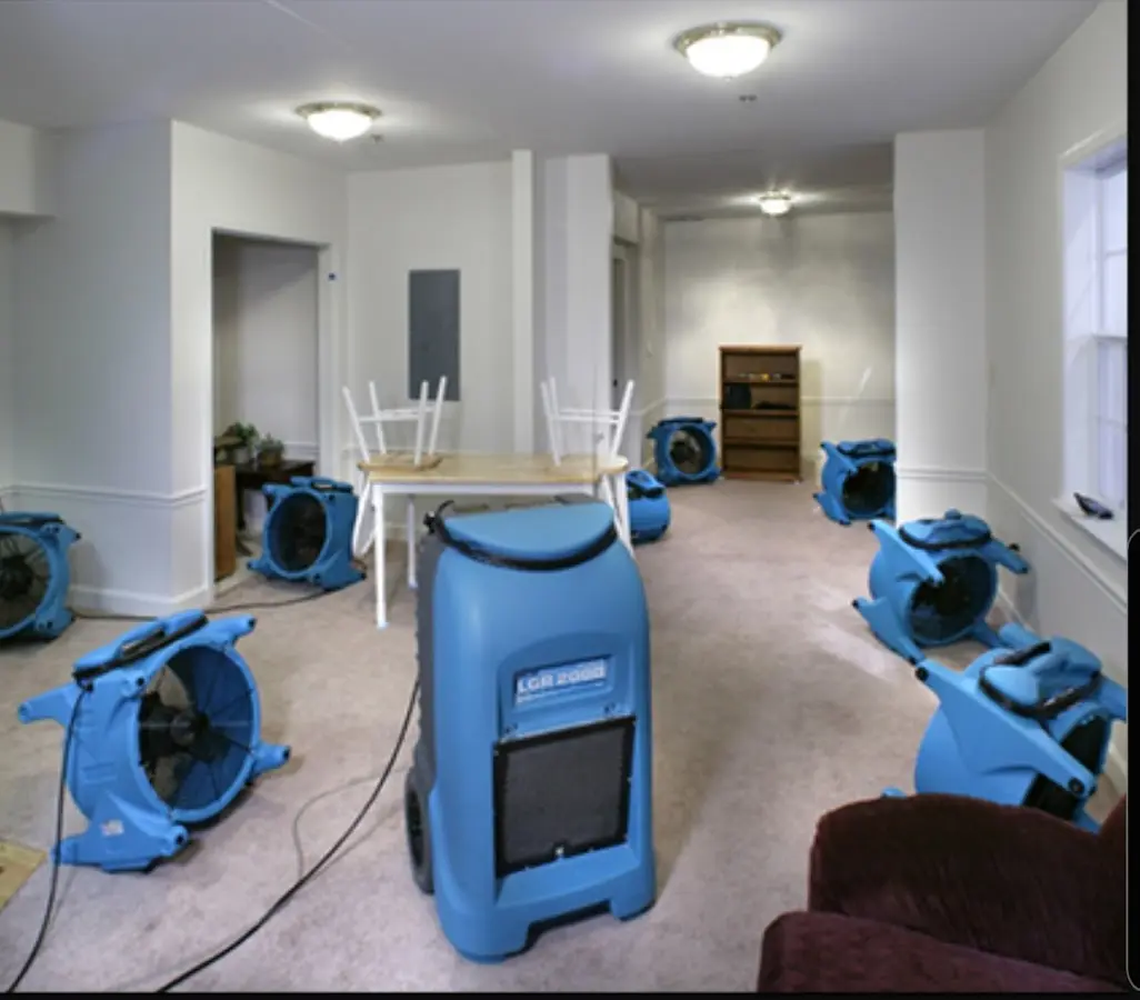 Air movers and dehumidifier setup for Water Damage Restoration in Thermalito